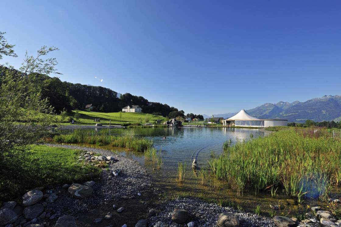 Swimming lake and leisure facility Grossabünt in Liechtenstein