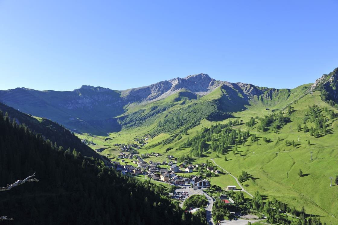 Hiking route in Liechtenstein, view from Schönberg