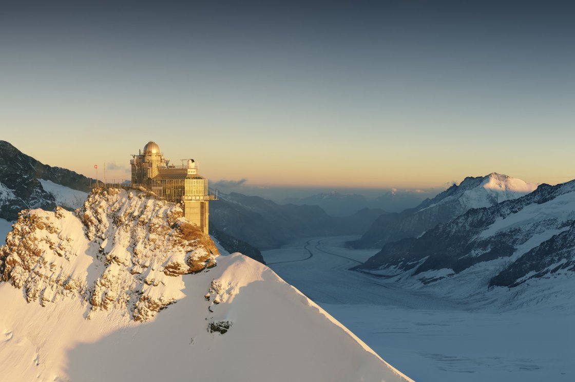 aletsch glacier sunset from the sphinx-jungfraujoch 