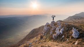 Mountainbiker auf dem Berg Nanos