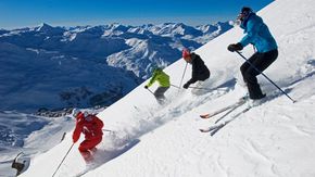 Skigebiet Les Menuires, Skifahrer im Pulverschnee